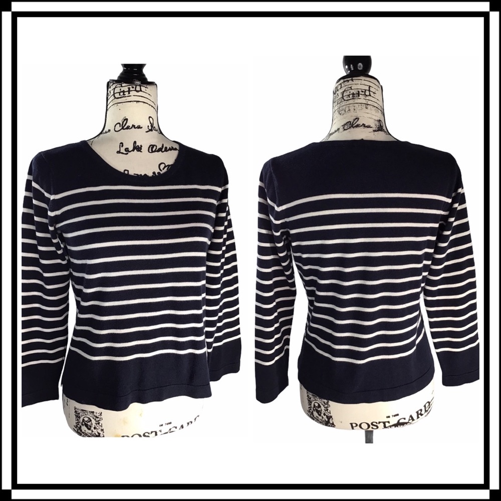 Splendor! Navy Blue & White Striped Sweater SP